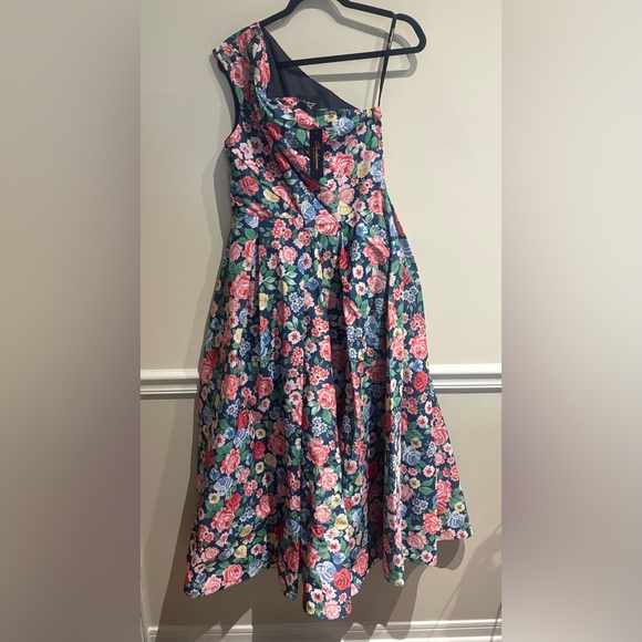 NWT Shoshanna Midnight Edina Floral Pleated One-Shoulder Midi-Dress Size 6 - Picture 6 of 9